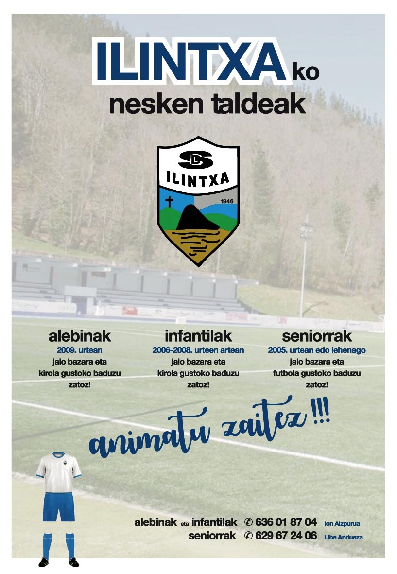 Ilintxako nesken taldeak! Futbola gustoko baduzu, izena eman!